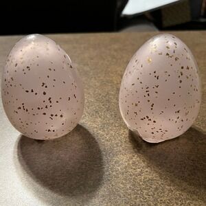 Marshalls Decorative Glass Eggs Set of 2 Pink Gold Speckled NWOT Easter Decor